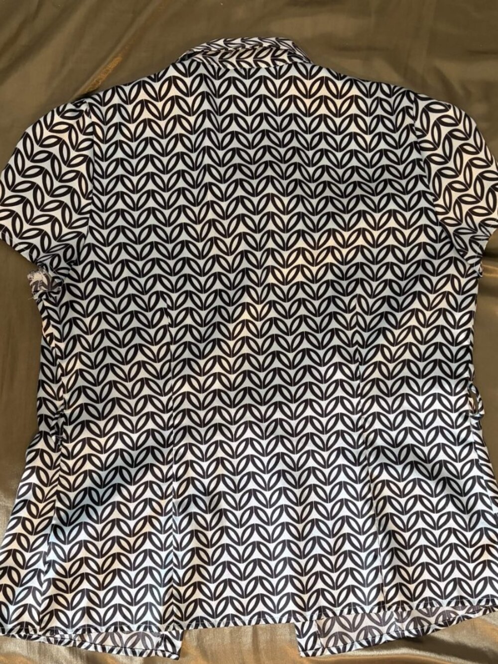 DressBarn Blue Brown Print Blouse Size Large - Picture 3 of 3